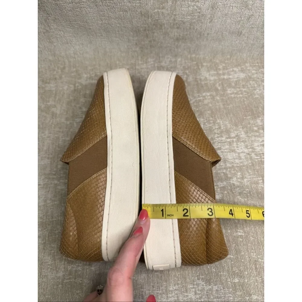 Vince Women's Warren Snake Embossed Platform Slip-On Sneaker Shoes Brown Size 6